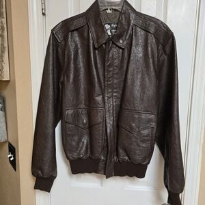 Vintage Pops Leather Men's A2 Flight Jacket Bomber Small Turkey Moto/Biker 1980s